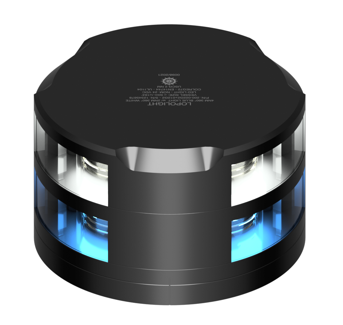 4nm 360° Blue /Strobe w/2nm 360° White, Black